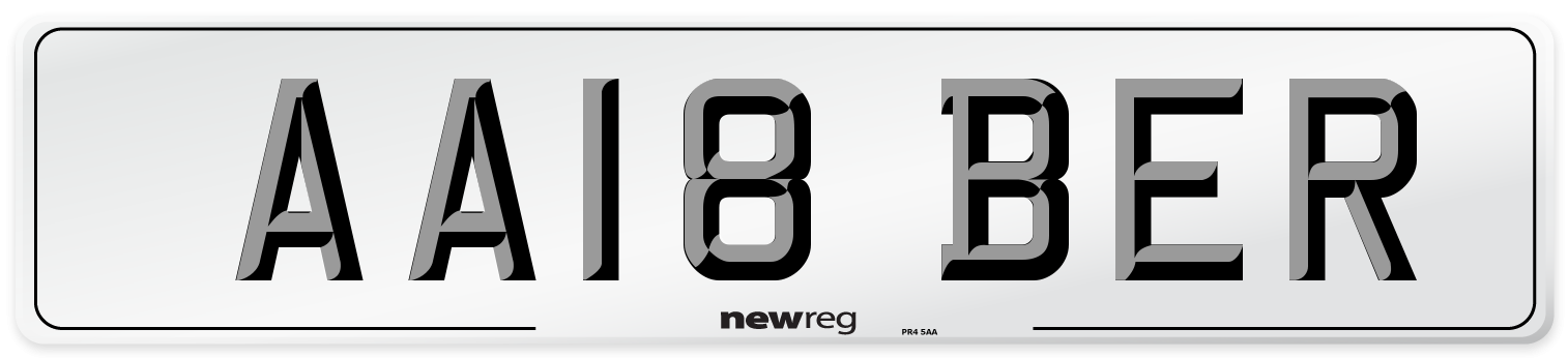 AA18 BER Front Number Plate