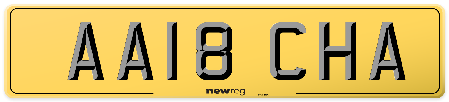 AA18 CHA Rear Number Plate