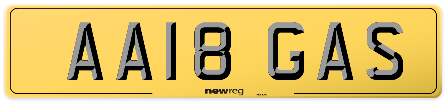 AA18 GAS Rear Number Plate