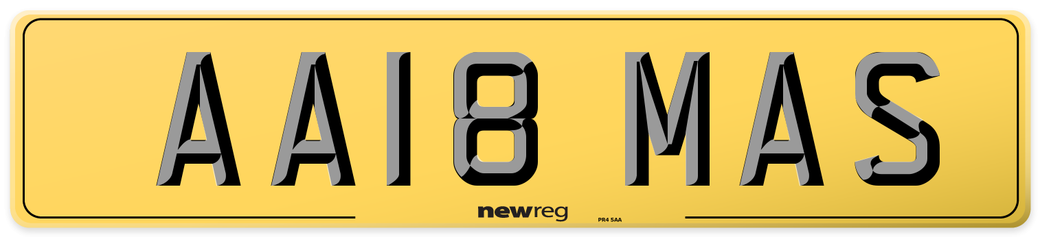 AA18 MAS Rear Number Plate