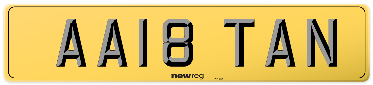 AA18 TAN Rear Number Plate