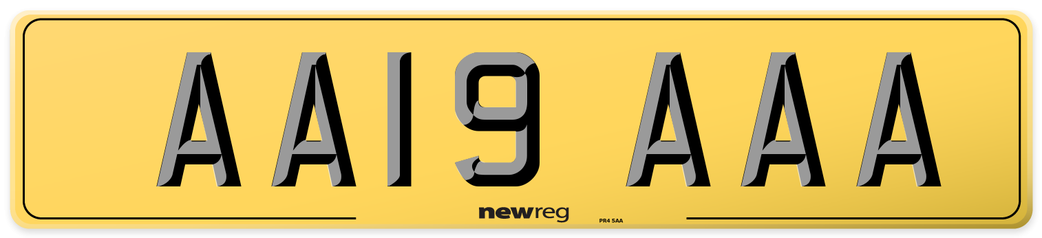 AA19 AAA Rear Number Plate