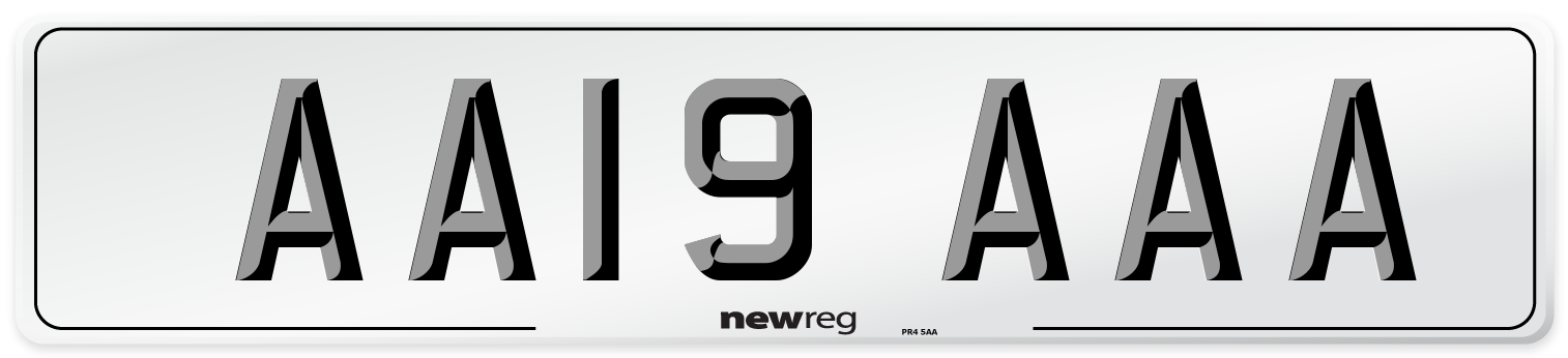 AA19 AAA Front Number Plate