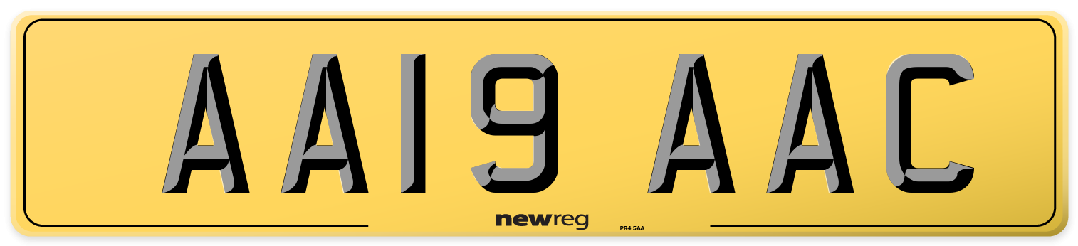 AA19 AAC Rear Number Plate