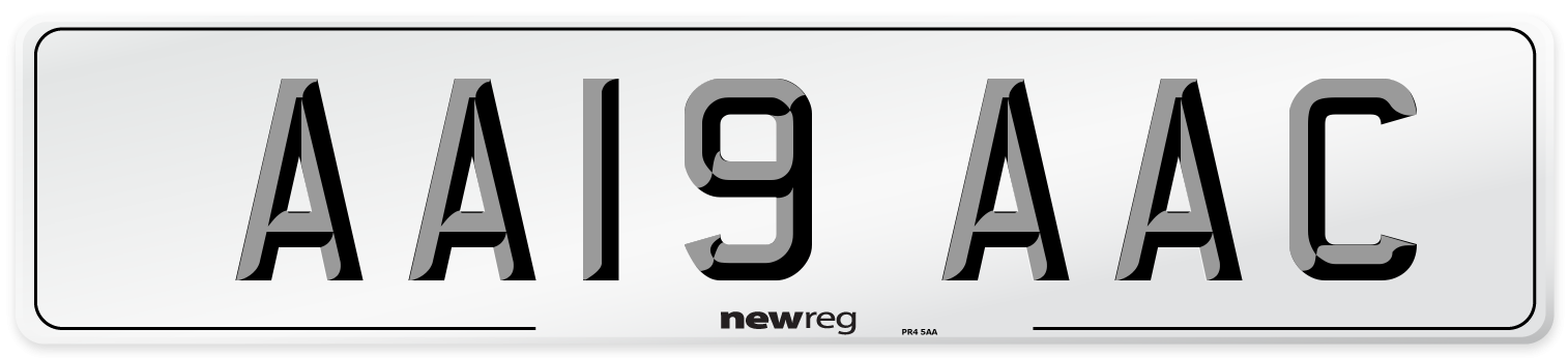AA19 AAC Front Number Plate