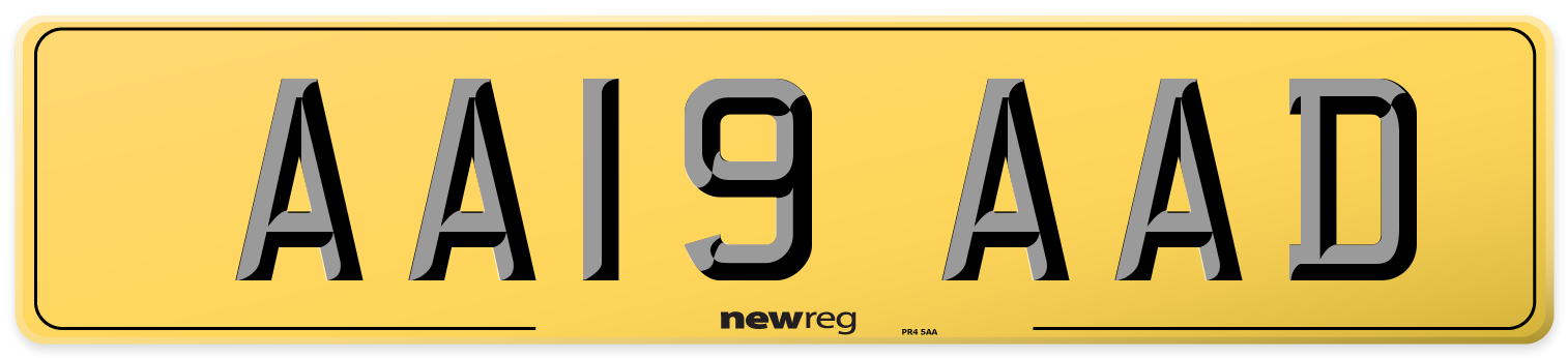 AA19 AAD Rear Number Plate