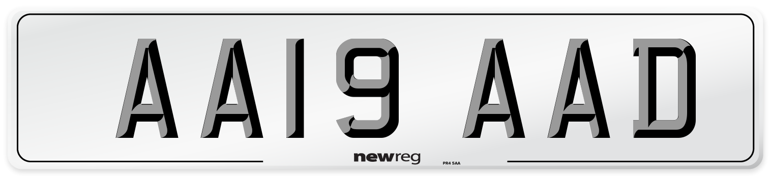 AA19 AAD Front Number Plate