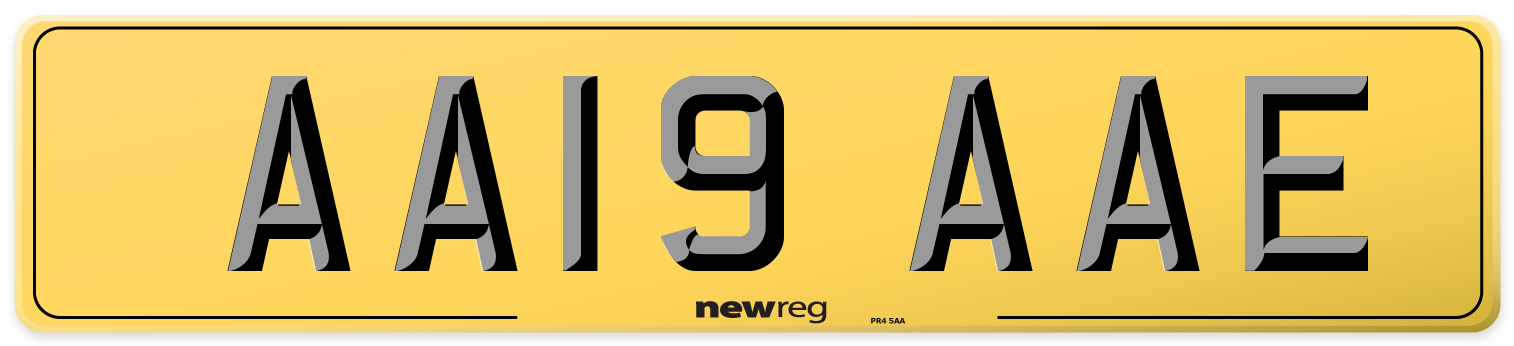 AA19 AAE Rear Number Plate