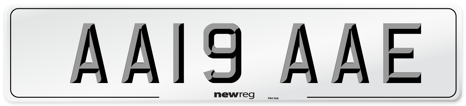 AA19 AAE Front Number Plate