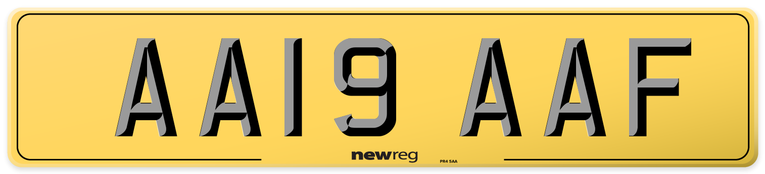 AA19 AAF Rear Number Plate