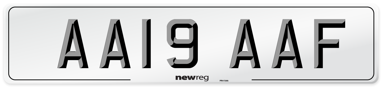 AA19 AAF Front Number Plate