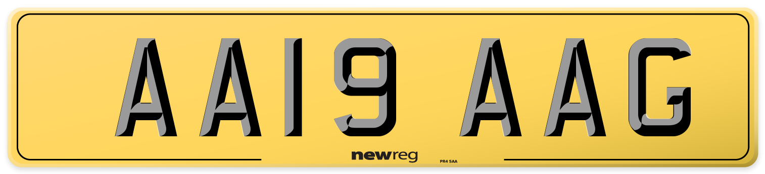 AA19 AAG Rear Number Plate