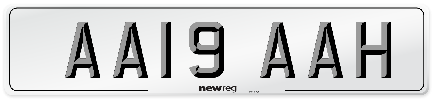 AA19 AAH Front Number Plate