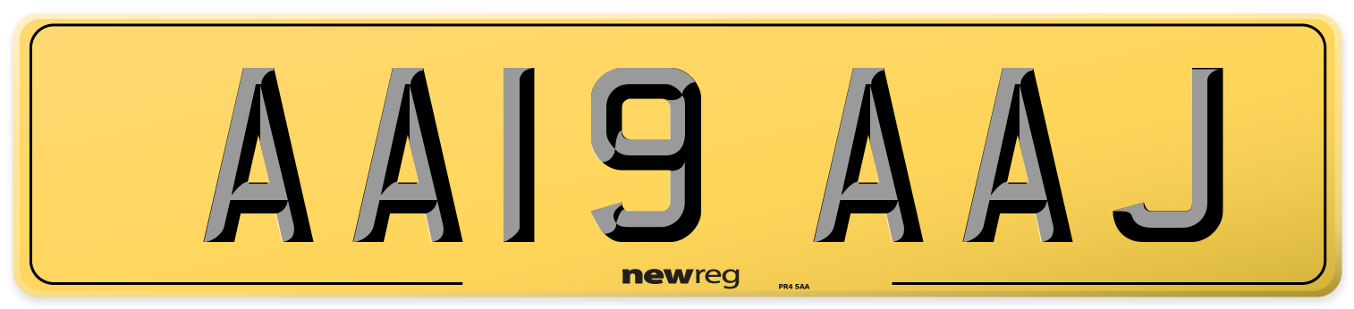 AA19 AAJ Rear Number Plate