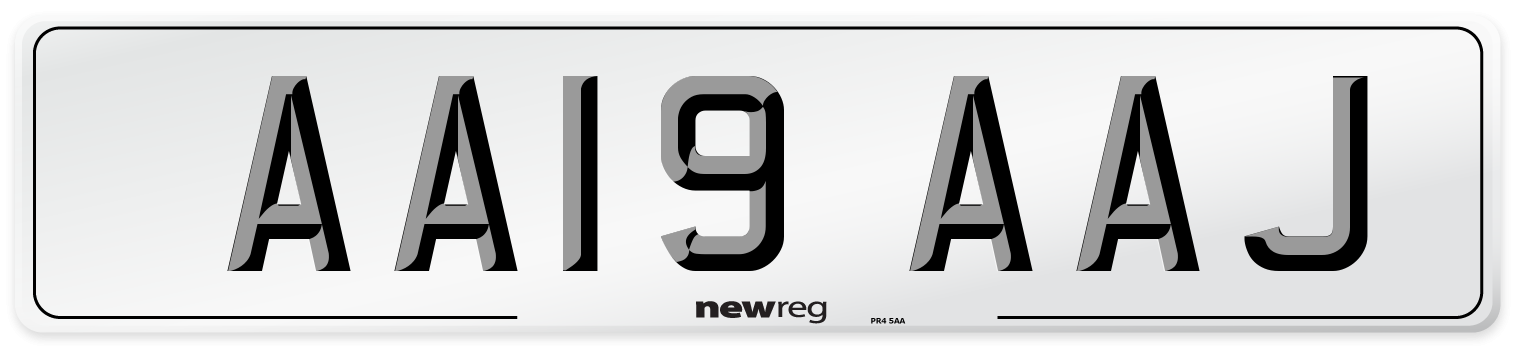 AA19 AAJ Front Number Plate
