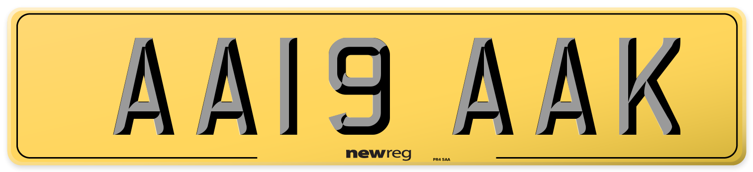 AA19 AAK Rear Number Plate