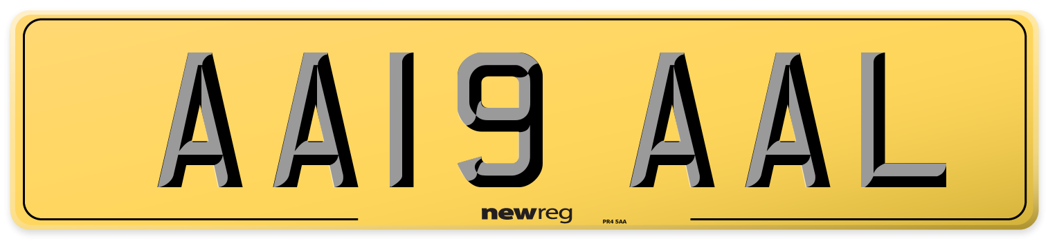 AA19 AAL Rear Number Plate