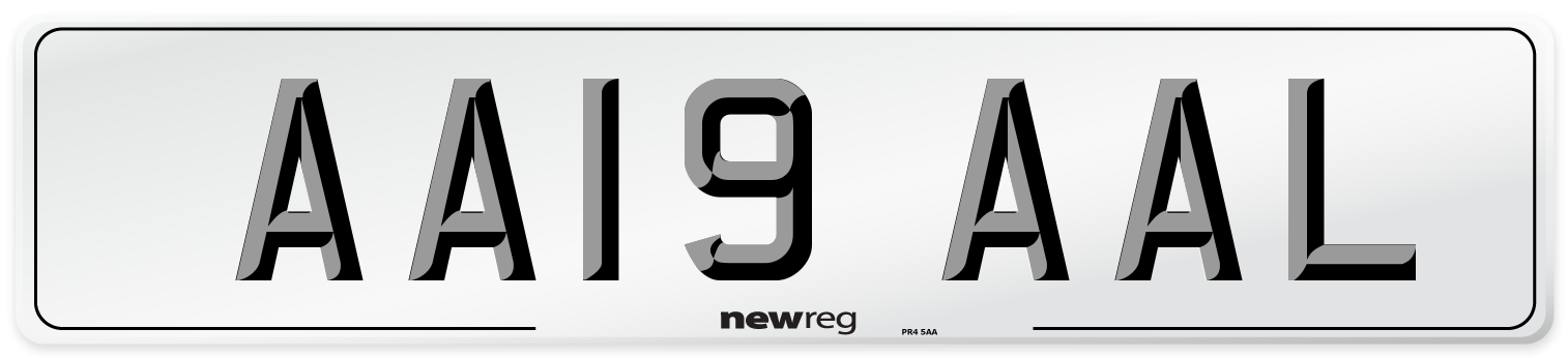 AA19 AAL Front Number Plate