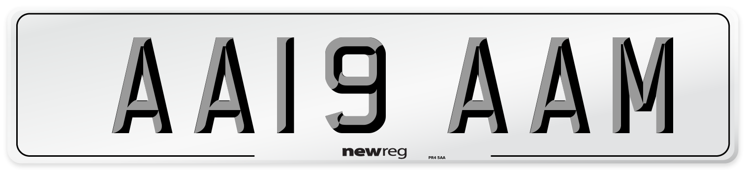 AA19 AAM Front Number Plate