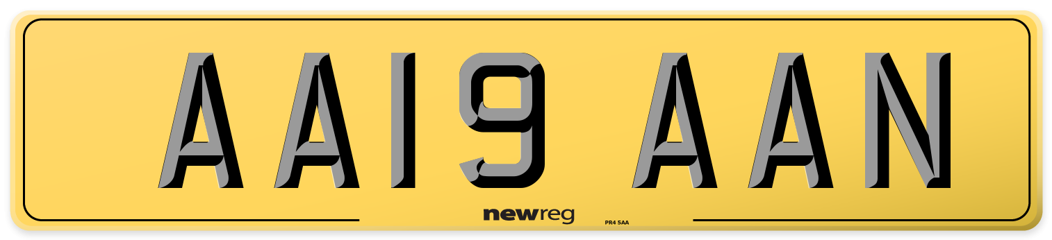 AA19 AAN Rear Number Plate