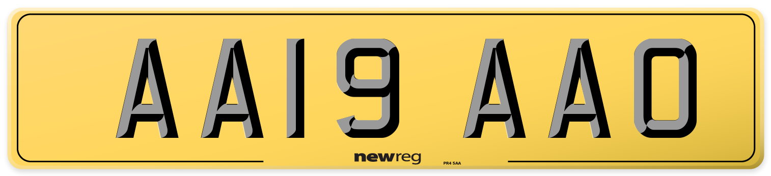 AA19 AAO Rear Number Plate
