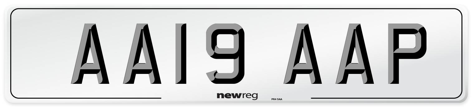 AA19 AAP Front Number Plate