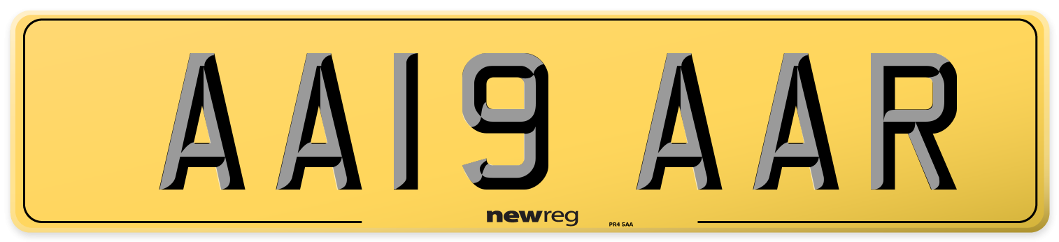 AA19 AAR Rear Number Plate