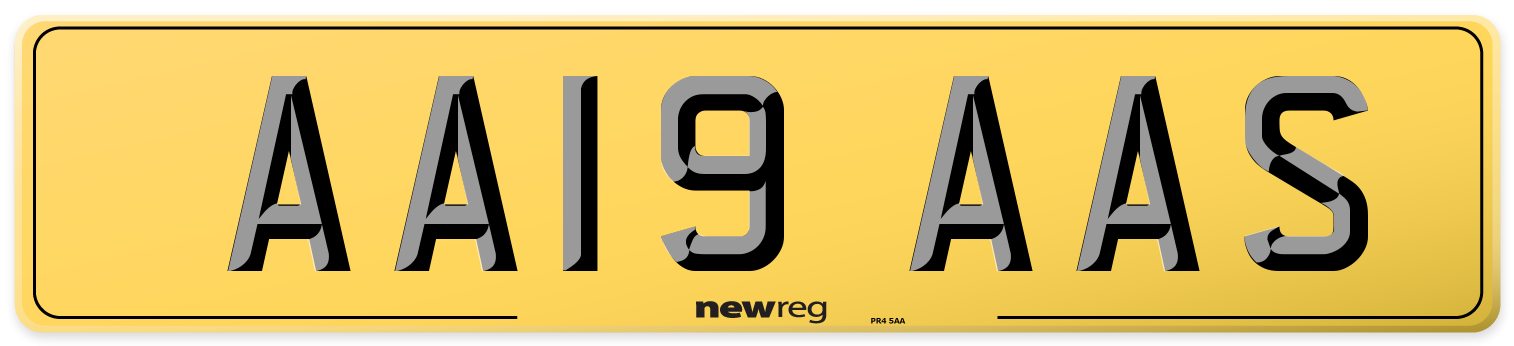 AA19 AAS Rear Number Plate