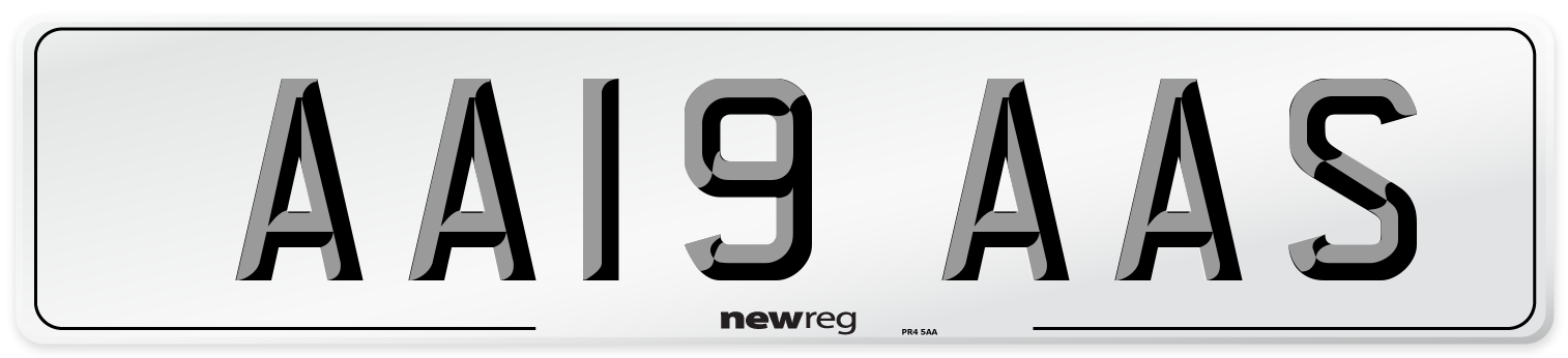 AA19 AAS Front Number Plate