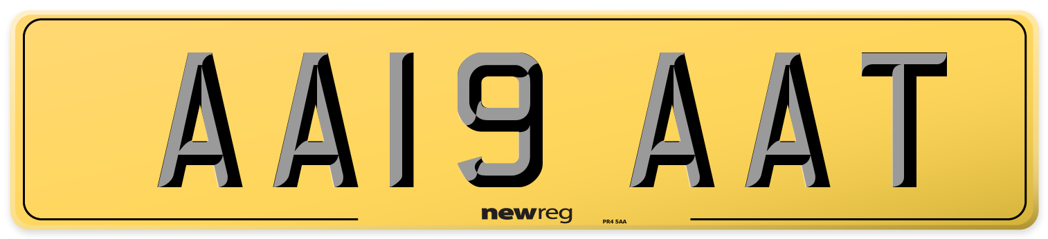 AA19 AAT Rear Number Plate