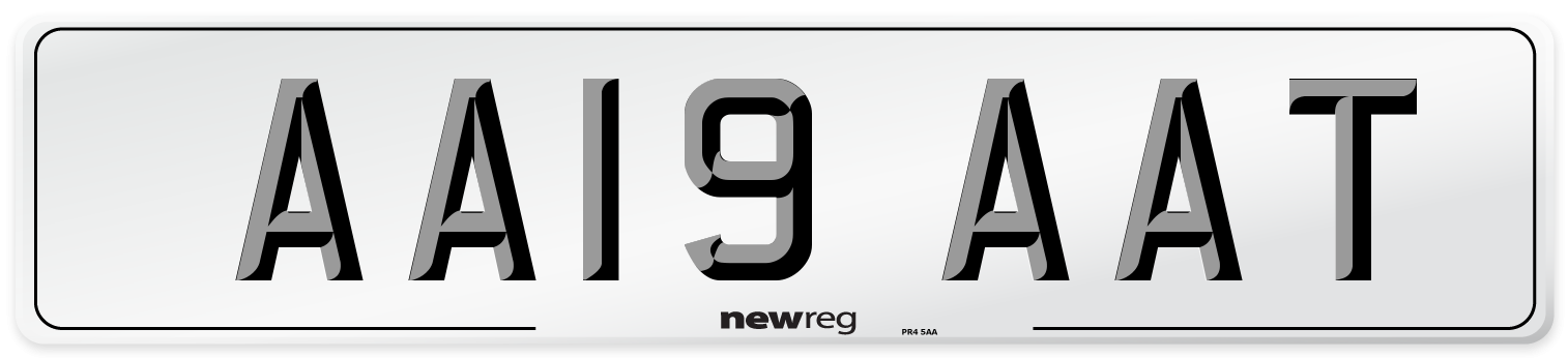 AA19 AAT Front Number Plate