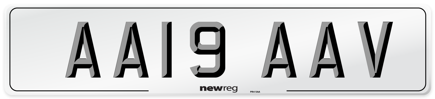 AA19 AAV Front Number Plate