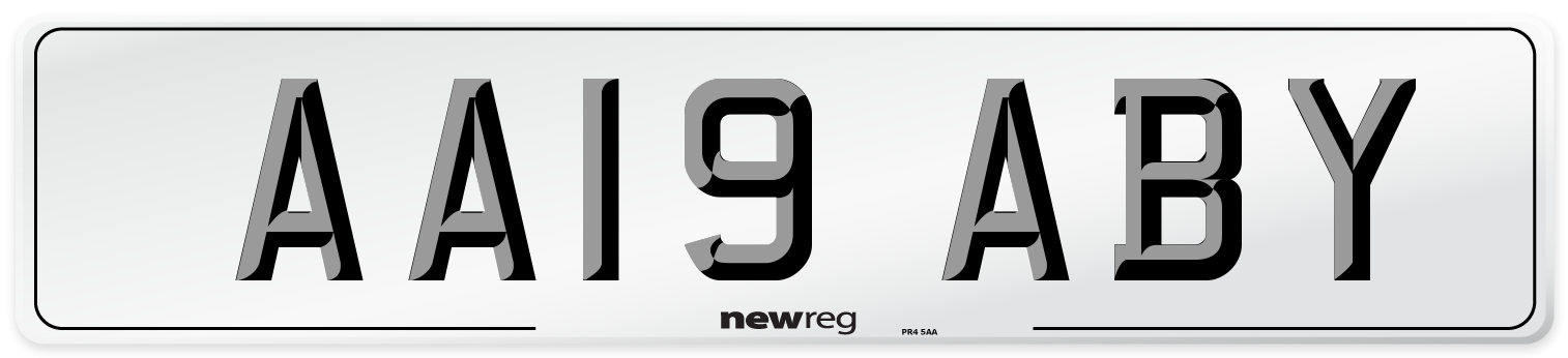 AA19 ABY Front Number Plate