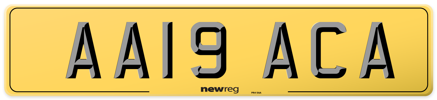 AA19 ACA Rear Number Plate