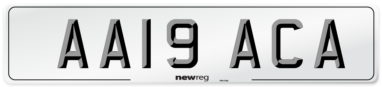AA19 ACA Front Number Plate