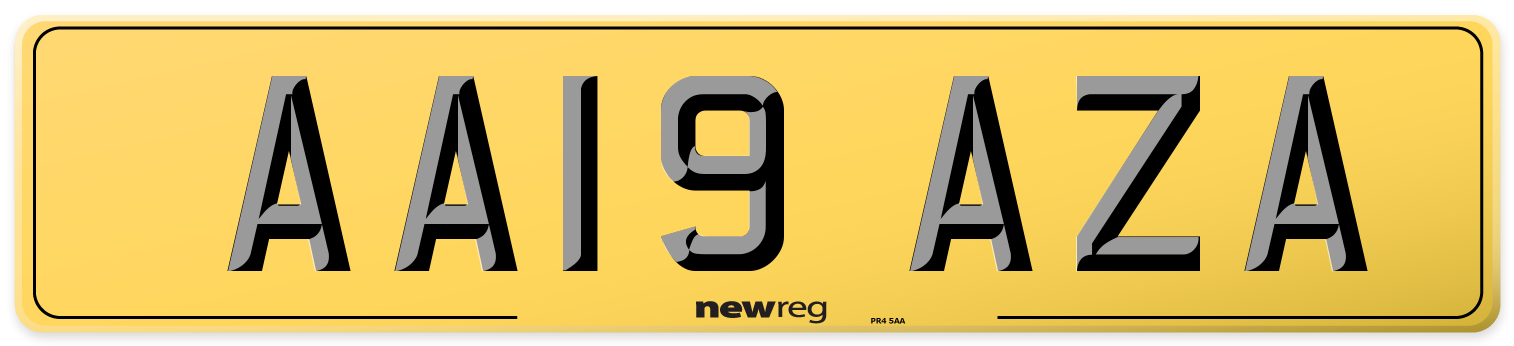 AA19 AZA Rear Number Plate