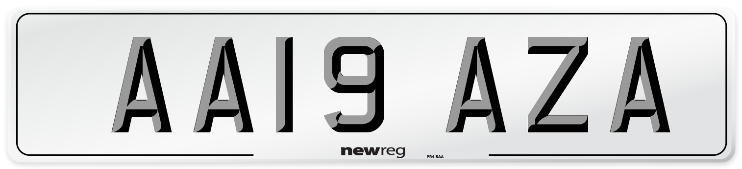 AA19 AZA Front Number Plate