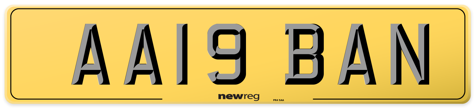 AA19 BAN Rear Number Plate