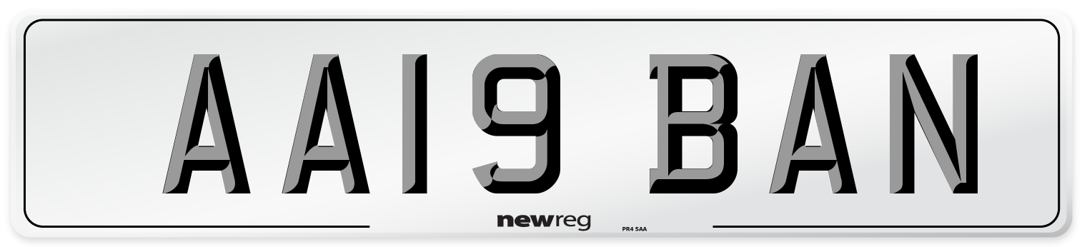 AA19 BAN Front Number Plate