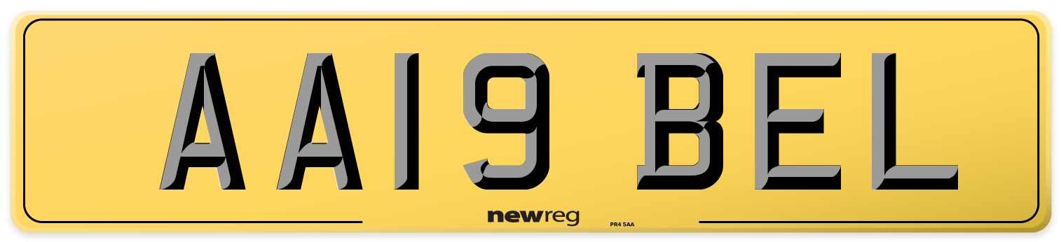 AA19 BEL Rear Number Plate