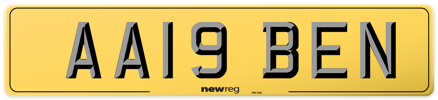 AA19 BEN Rear Number Plate