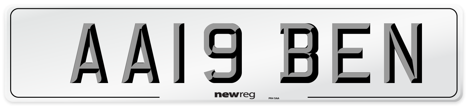 AA19 BEN Front Number Plate