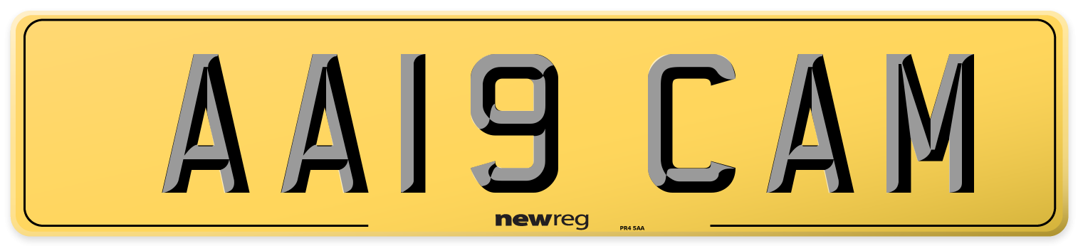 AA19 CAM Rear Number Plate
