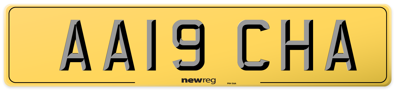 AA19 CHA Rear Number Plate