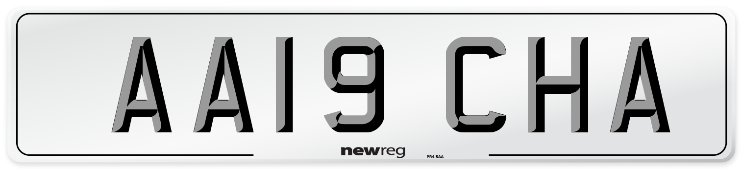 AA19 CHA Front Number Plate