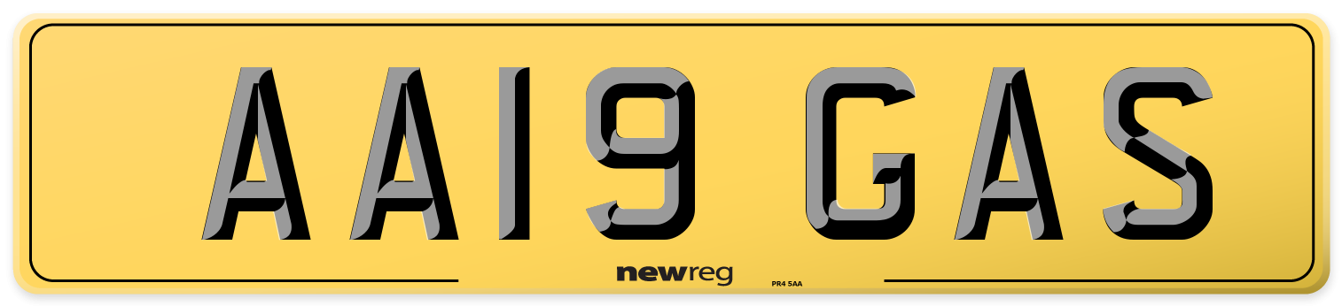 AA19 GAS Rear Number Plate