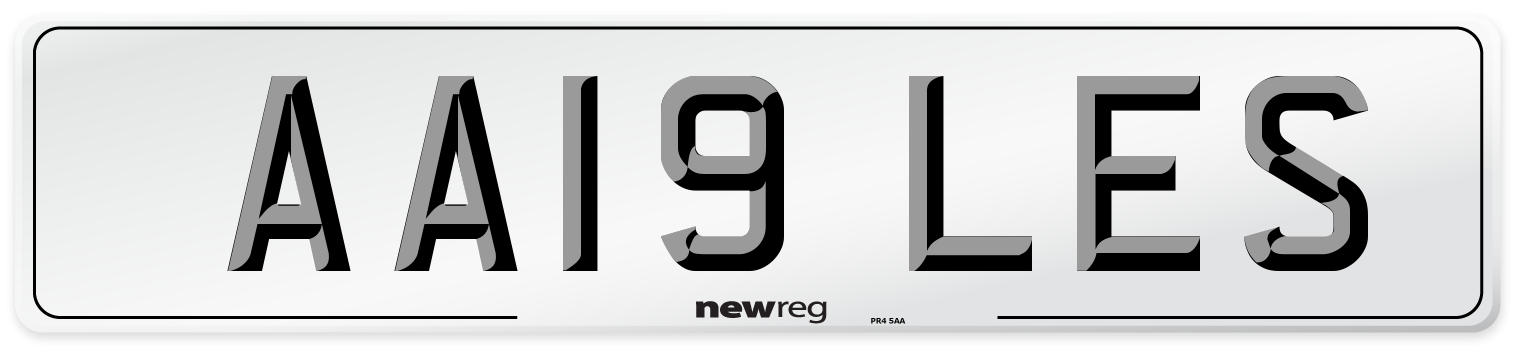 AA19 LES Front Number Plate