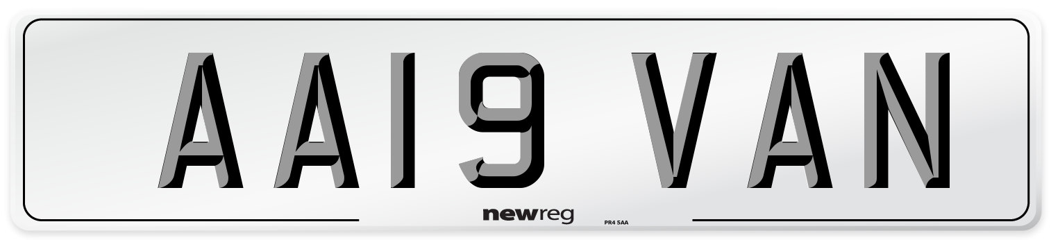 AA19 VAN Front Number Plate