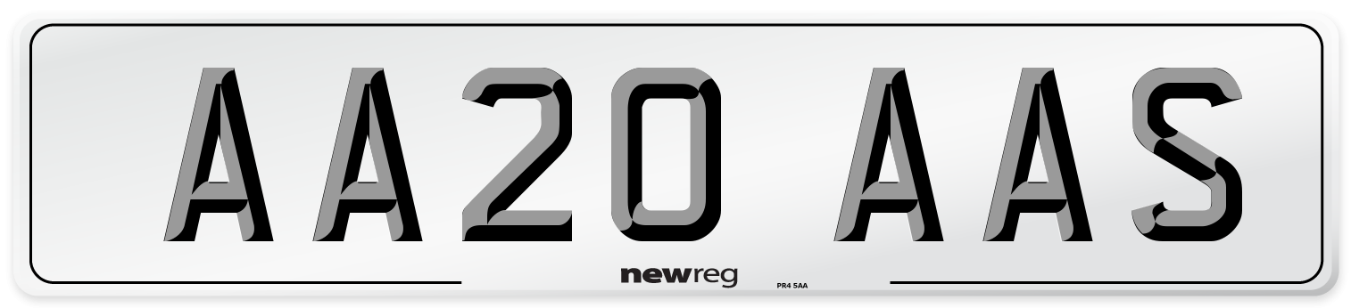 AA20 AAS Front Number Plate