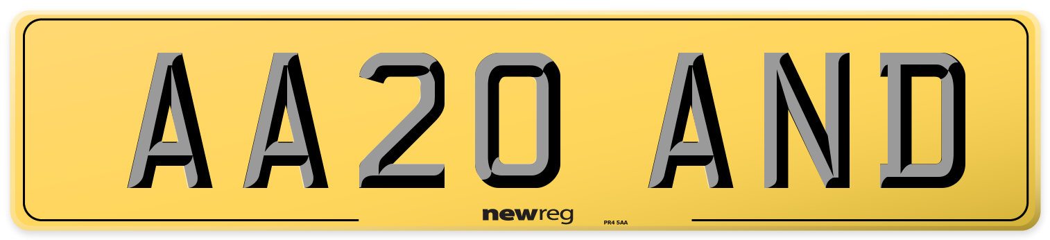 AA20 AND Rear Number Plate